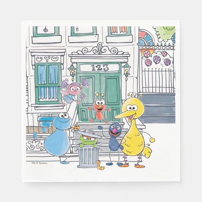 Sesame Pals Doodley Graphic Serviette (Vorderseite)