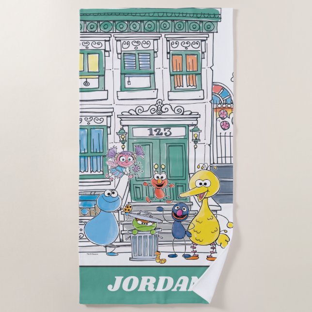 Sesame Pals Doodley Graphic Strandtuch (Vorderseite)