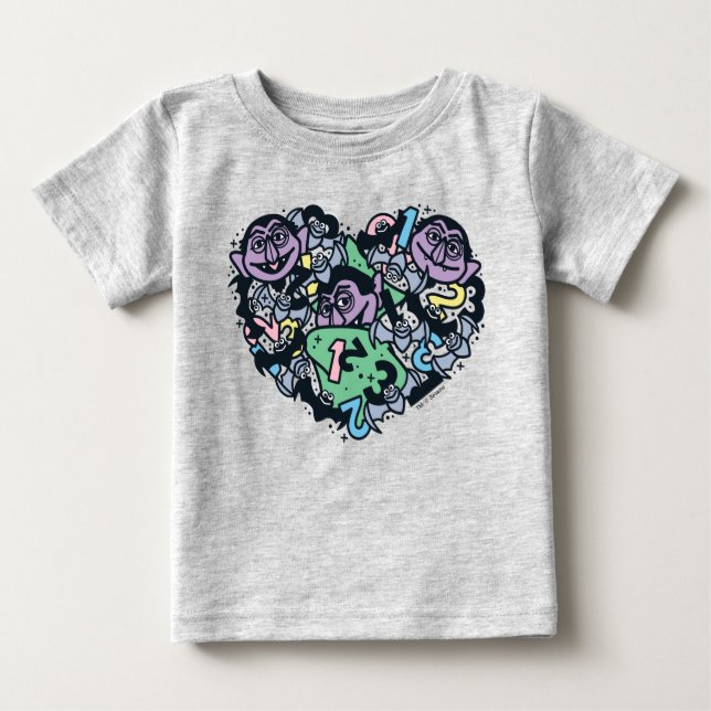 Sesame Sesame | Count von Count Doodle Heart Baby T-shirt (Vorderseite)