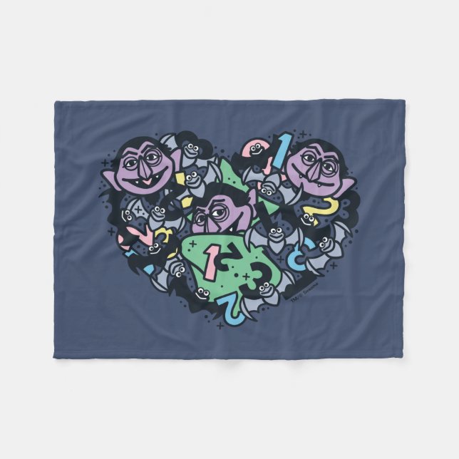 Sesame Sesame | Count von Count Doodle Heart Fleecedecke (Vorderseite (Horizontal))