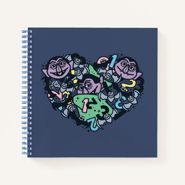 Sesame Sesame | Count von Count Doodle Heart Notizbuch (Vorderseite)