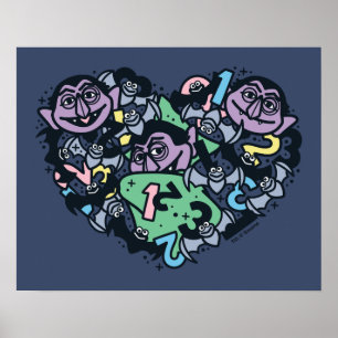 Sesame Sesame   Count von Count Doodle Heart Poster