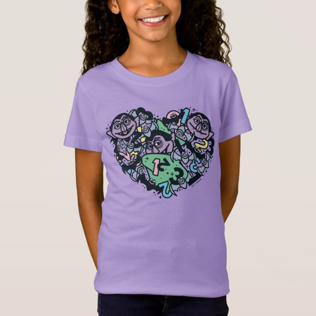 Sesame Sesame | Count von Count Doodle Heart T-Shirt (Vorderseite)