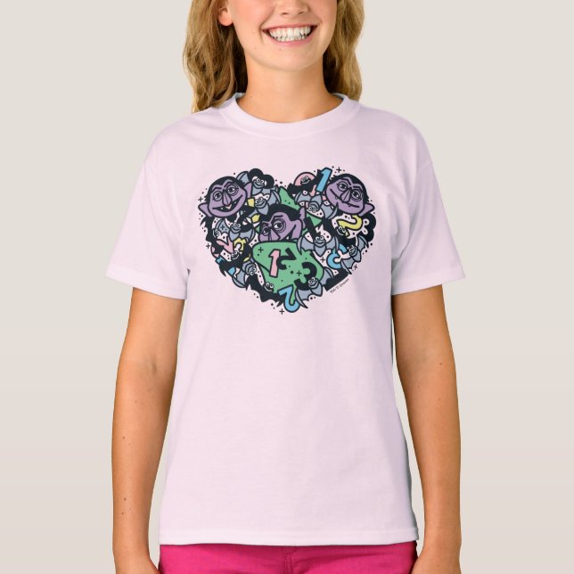 Sesame Sesame | Count von Count Doodle Heart T-Shirt (Vorderseite)