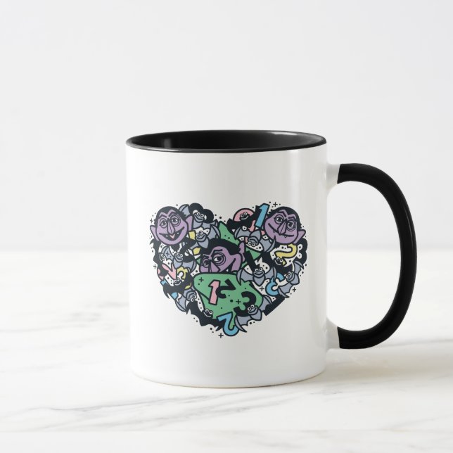 Sesame Sesame | Count von Count Doodle Heart Tasse (Rechts)