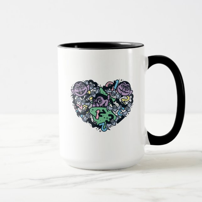 Sesame Sesame | Count von Count Doodle Heart Tasse (Rechts)
