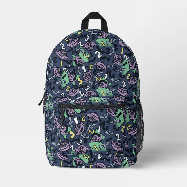 Sesame Sesame | Count von Count Doodle-Muster Bedruckter Rucksack (Vorderseite)