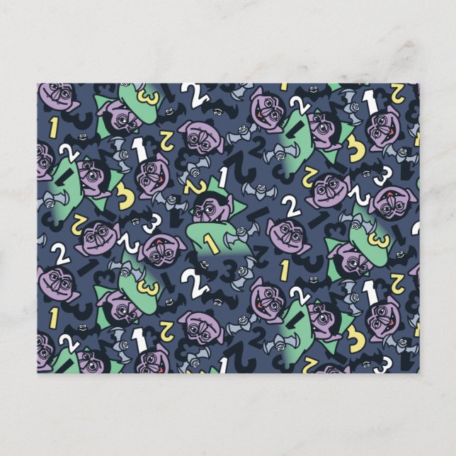 Sesame Sesame | Count von Count Doodle Pattern Postkarte (Vorderseite)