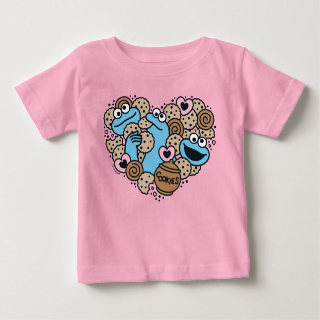 Sesame Sesame | Krümelmonster-Doodle-Herz Baby T-shirt (Vorderseite)