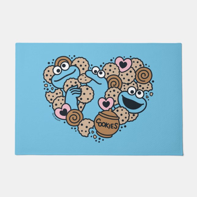 Sesame Sesame | Krümelmonster-Doodle-Herz Fußmatte (Vorderseite)