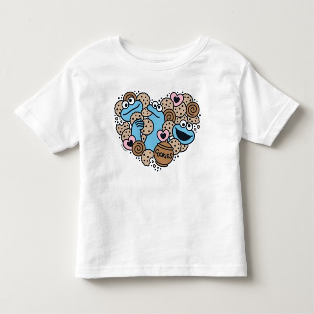 Sesame Sesame | Krümelmonster-Doodle-Herz Kleinkind T-shirt (Vorderseite)