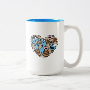 Sesame Sesame Krümelmonster-Doodle-Herz Zweifarbige Tasse