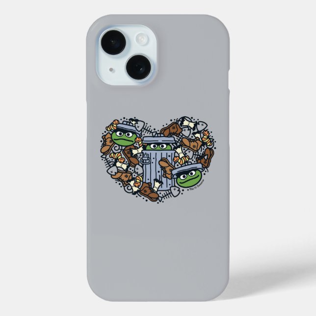 Sesame Sesame | Oscar the Grouch Doodle Heart Case-Mate iPhone Hülle (Rückseite)