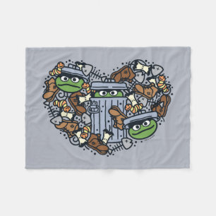 Sesame Sesame Oscar the Grouch Doodle Heart Fleecedecke