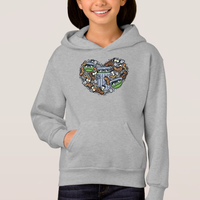 Sesame Sesame | Oscar the Grouch Doodle Heart Hoodie (Vorderseite)