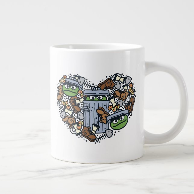 Sesame Sesame | Oscar the Grouch Doodle Heart Jumbo-Tasse (Rechts)