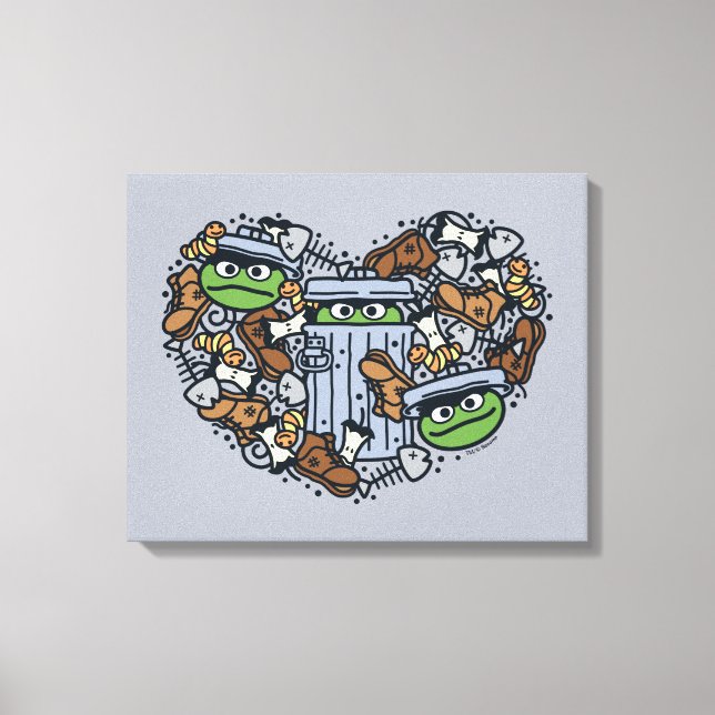 Sesame Sesame | Oscar the Grouch Doodle Heart Leinwanddruck (Vorderseite)