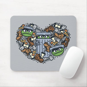 Sesame Sesame Oscar the Grouch Doodle Heart Mousepad