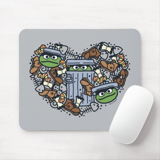 Sesame Sesame | Oscar the Grouch Doodle Heart Mousepad (Mit Mouse)
