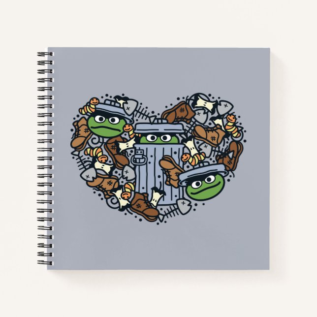 Sesame Sesame | Oscar the Grouch Doodle Heart Notizbuch (Vorderseite)
