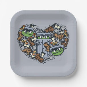 Sesame Sesame Oscar the Grouch Doodle Heart Pappteller