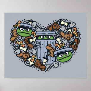 Sesame Sesame   Oscar the Grouch Doodle Heart Poster