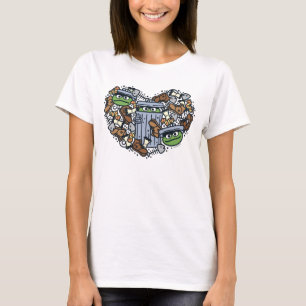 Sesame Sesame   Oscar the Grouch Doodle Heart T-Shirt