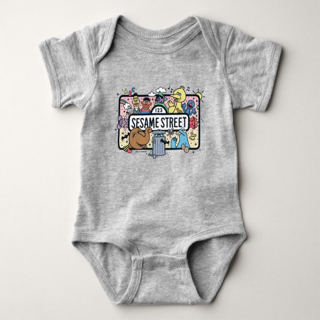 Sesame Sesame | Sesame Pals Doodle Sign Baby Strampler (Vorderseite)