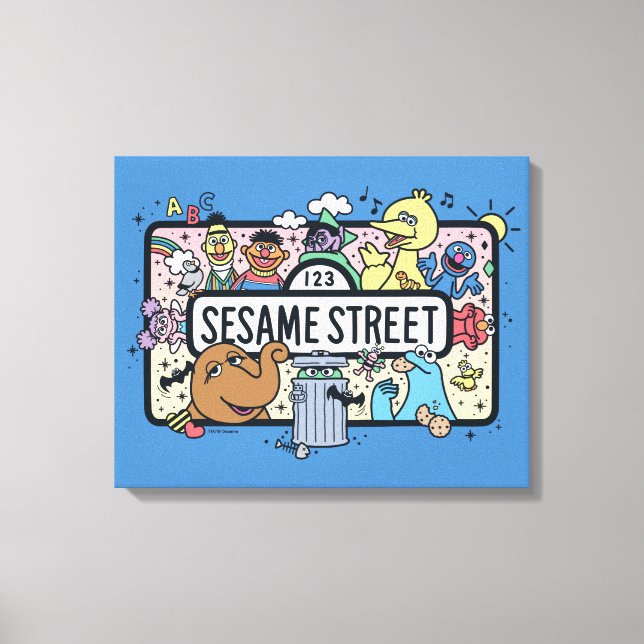 Sesame Sesame | Sesame Pals Doodle Sign Leinwanddruck (Vorderseite)