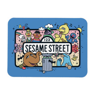 Sesame Sesame Sesame Pals Doodle Sign Magnet
