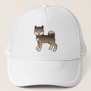 Sesame Shiba Inu Niedlich Cartoon Dog Illustration Truckerkappe