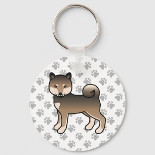 Sesame Shiba Inu Niedlich Cartoon Dog & Paws Schlüsselanhänger