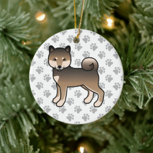 Sesame-Shiba-Inu-Süße-Cartoon-Hund-Illustration Keramik Ornament