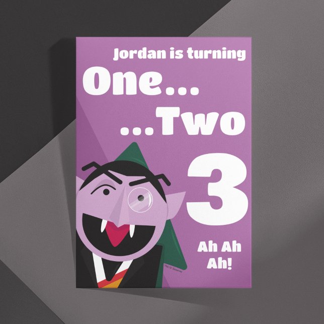 Sesame Street 3. Geburtstagsparty Einladung (Invitation on dark gray background)