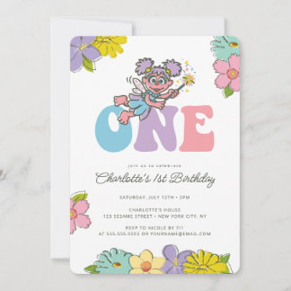 Sesame Street Abby | Groovy One Floral Geburtstag Einladung