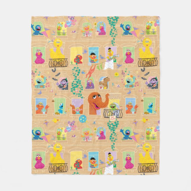 Sesame Street Apartment Windows-Muster Fleecedecke (Vorderseite)