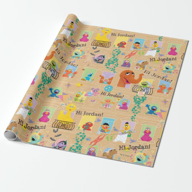 Sesame Street Apartment Windows-Muster Geschenkpapier (Ungerollt)