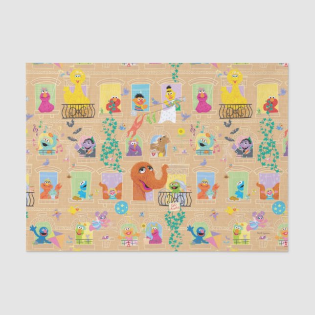Sesame Street Apartment Windows-Muster Seidenpapier (Vorderseite)
