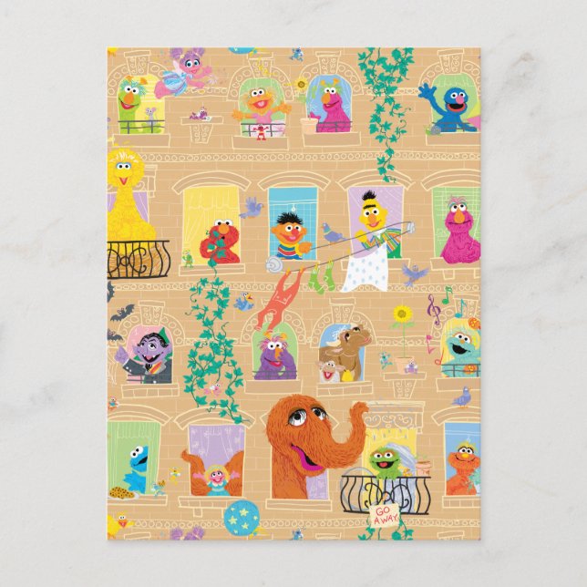 Sesame Street Apartment Windows Pattern Postkarte (Vorderseite)