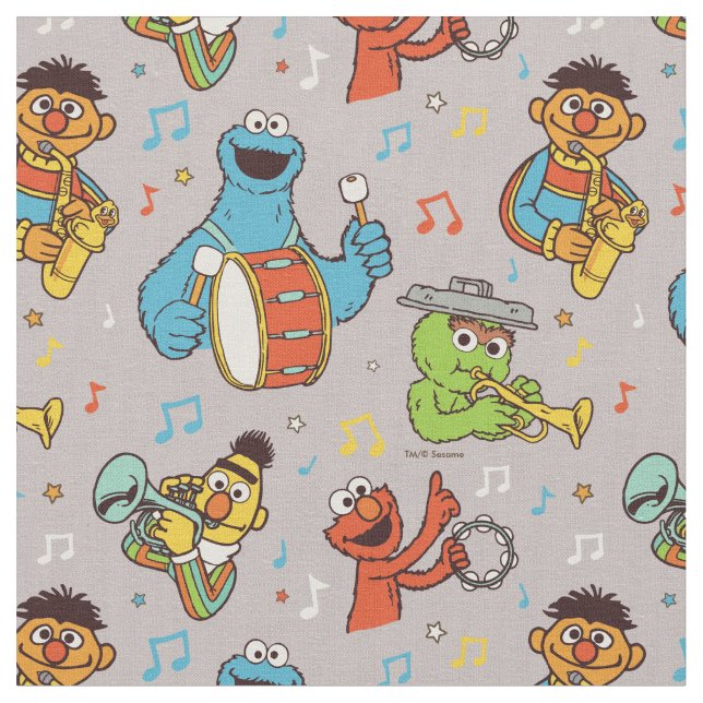 Sesame Street Band Grau-Muster Stoff (Nahaufnahme)