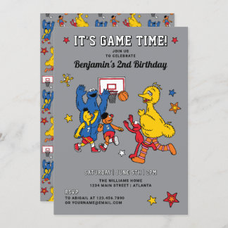 Sesame Street Basketball Birthday Einladung