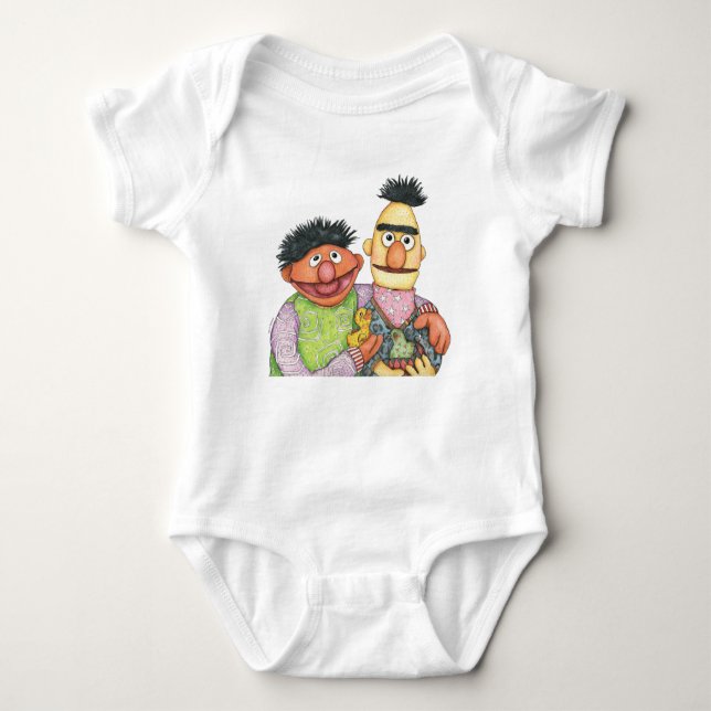 Sesame Street Bert und Ernie Watercolor Baby Strampler (Vorderseite)