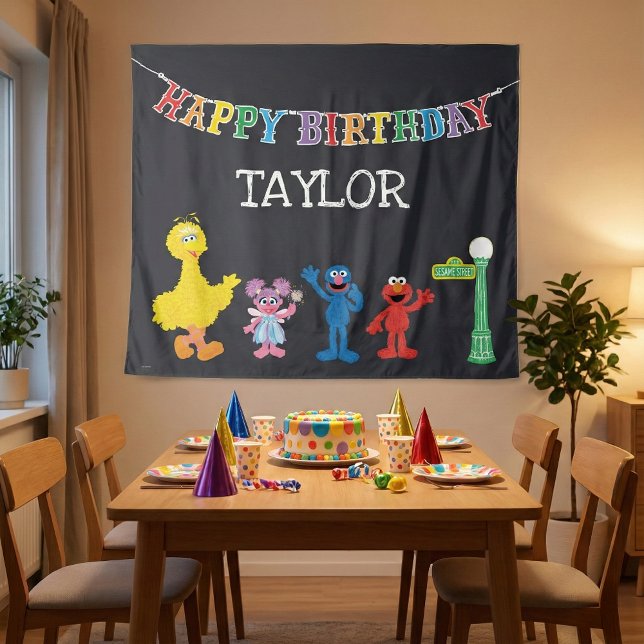 Sesame Street Chalkboard Geburtstag Wandteppich (Von Creator hochgeladen)
