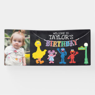 Sesame Street Chalkboard Rainbow Birthday Willkomm Banner