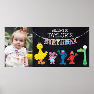 Sesame Street Chalkboard Rainbow Birthday Willkomm Poster