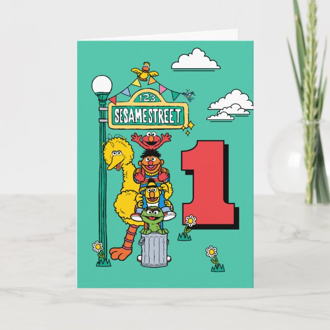 Sesame Street Characters Birthday Card Karte (Vorderseite)