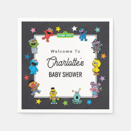 Sesame Street Characters Chalkboard Baby Shower Serviette