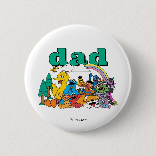 Sesame Street Characters & Street Sign Birthday Bu Button (Vorderseite)