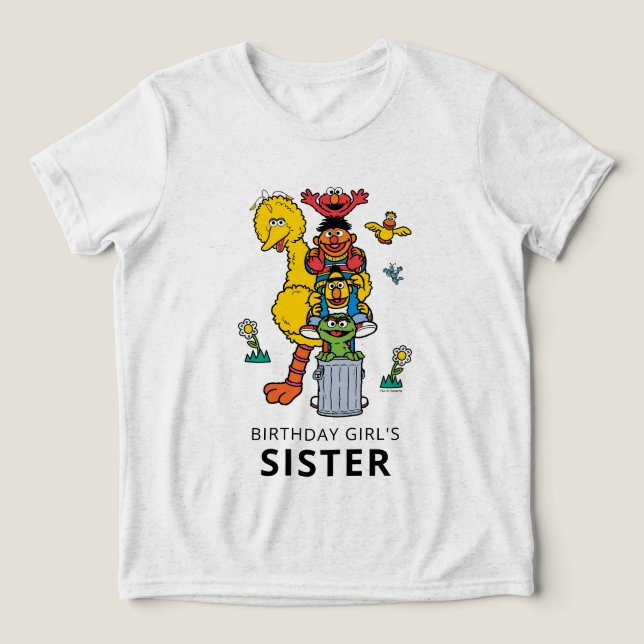 Sesame Street Characters & Street Sign Birthday Tr Tri-Blend Shirt (Design Vorderseite)