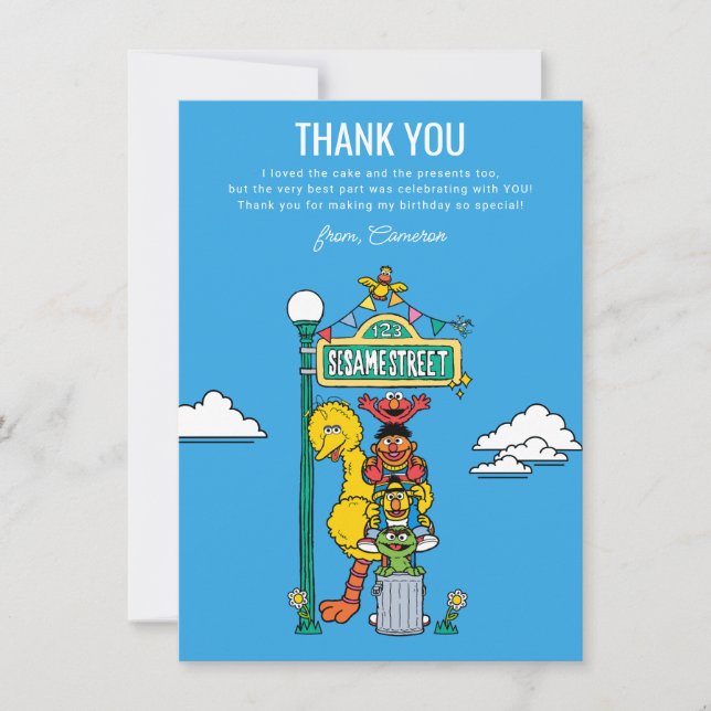 Sesame Street Characters & Street Sign Thank You C Dankeskarte (Vorderseite)